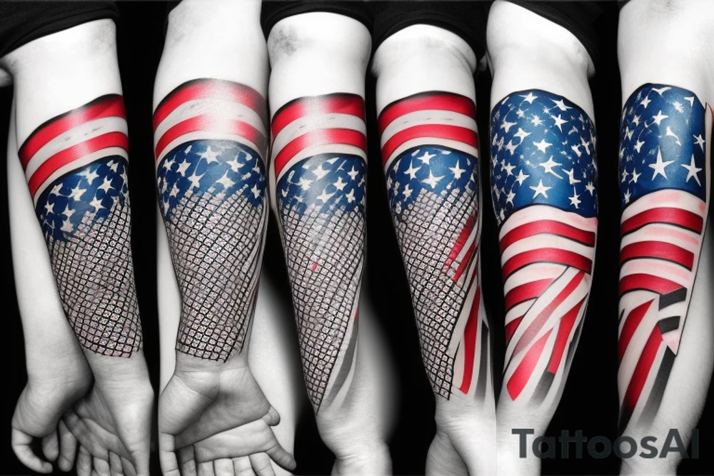 knight with American flag  background tattoo idea