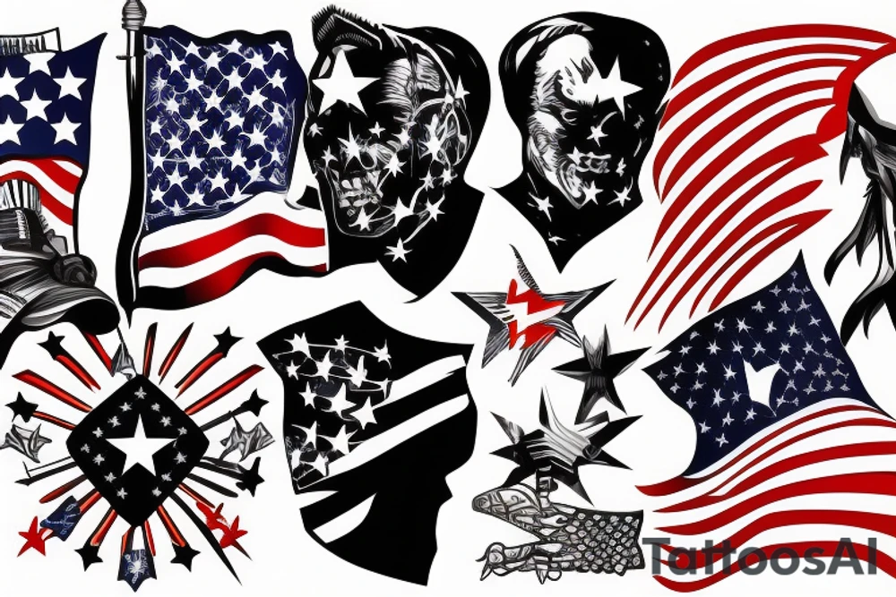 knight with American flag  background tattoo idea