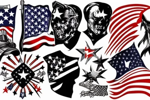 knight with American flag  background tattoo idea