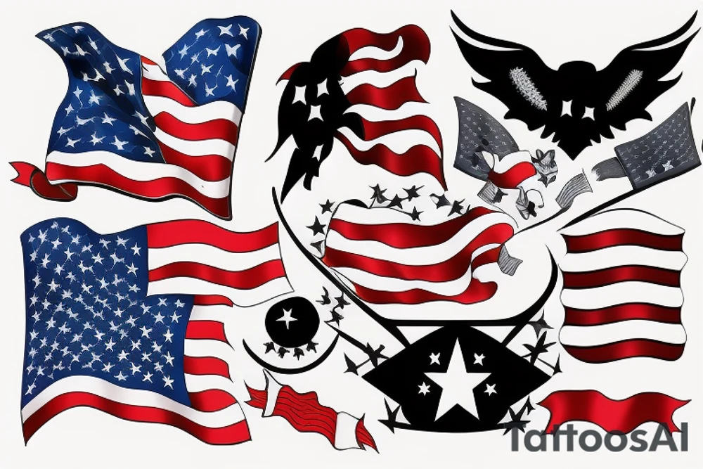 knight with American flag  background tattoo idea