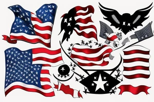 knight with American flag  background tattoo idea