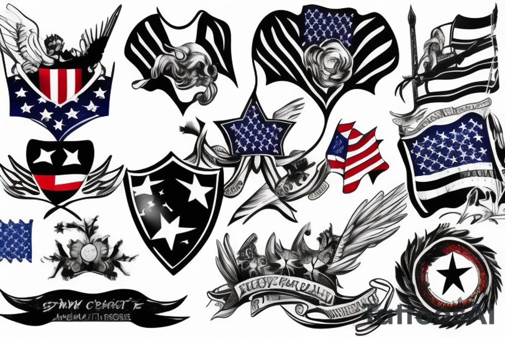 knight with American flag  background tattoo idea