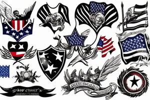 knight with American flag  background tattoo idea