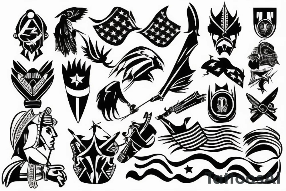 knight with American flag  background tattoo idea