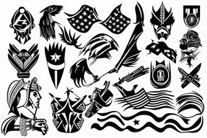 knight with American flag  background tattoo idea