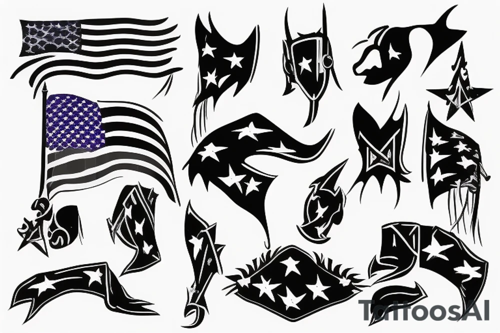 knight with American flag  background tattoo idea