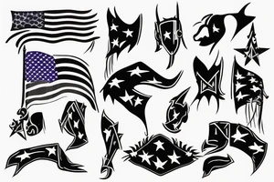 knight with American flag  background tattoo idea