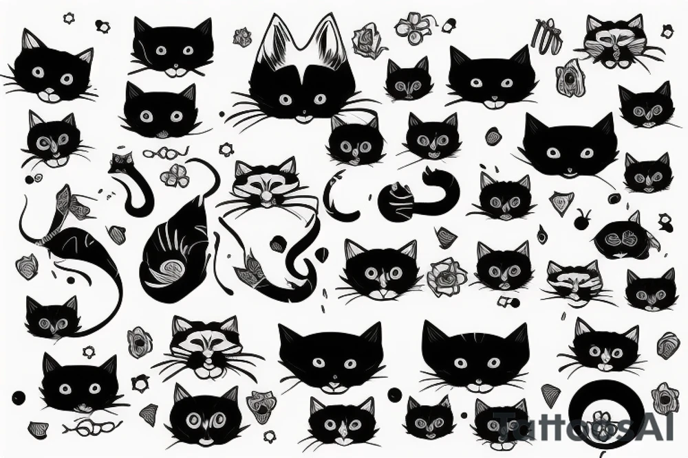 Black cat with blue hat tattoo idea