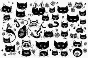 Black cat with blue hat tattoo idea
