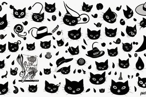 Black cat with blue hat tattoo idea