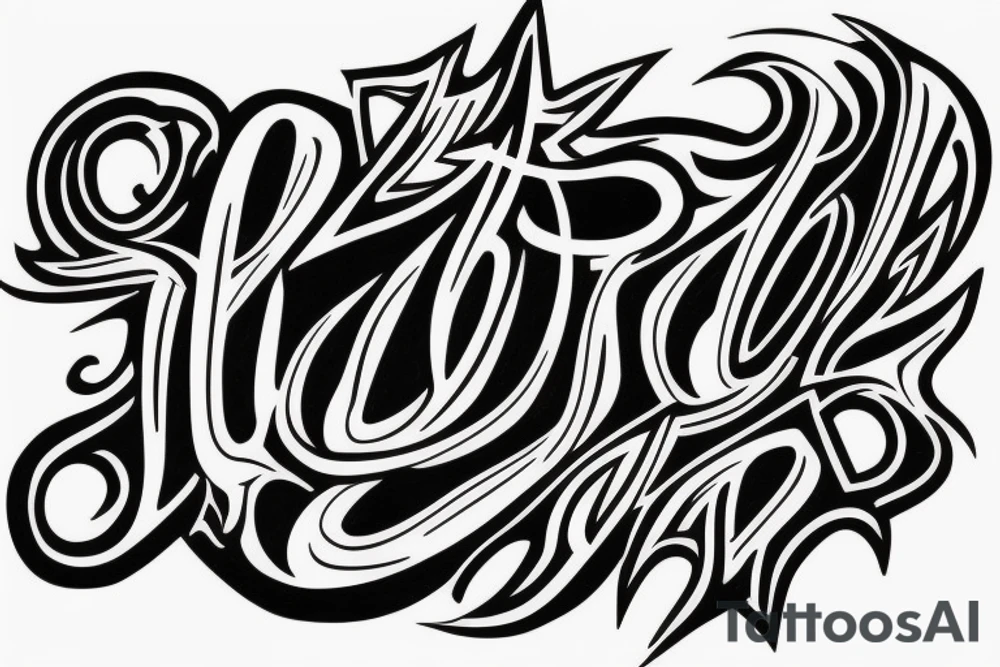 Abstract dark lettering tattoo idea