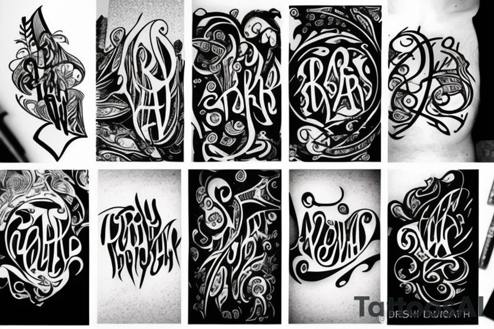 Abstract dark lettering tattoo idea