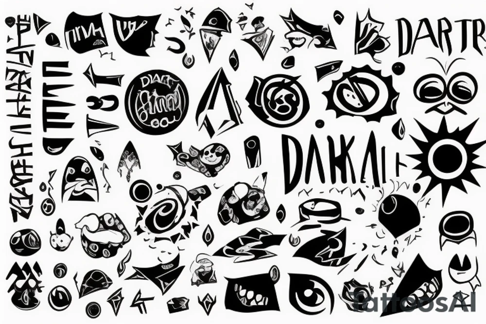 Abstract dark lettering tattoo idea