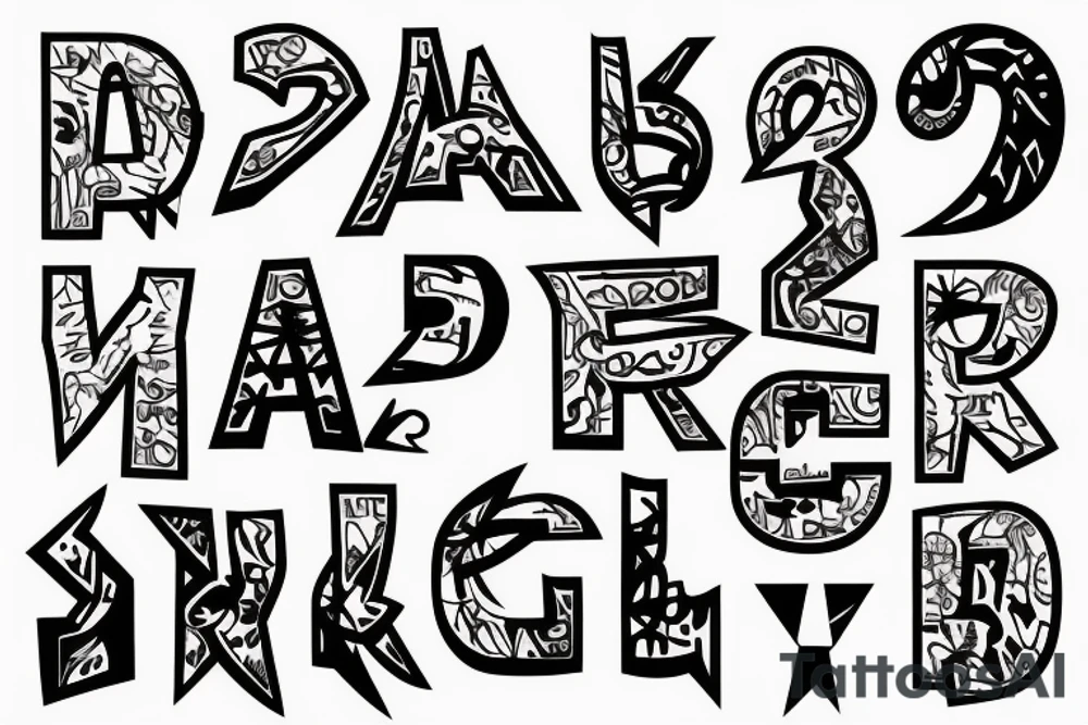 Abstract dark lettering tattoo idea
