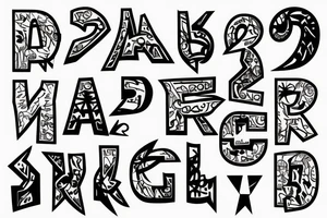 Abstract dark lettering tattoo idea