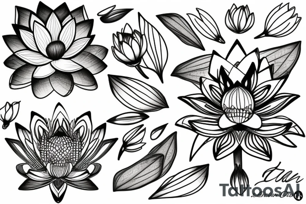 Lotus flower with lily pad tattoo idea