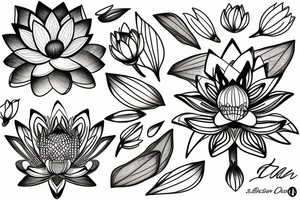Lotus flower with lily pad tattoo idea
