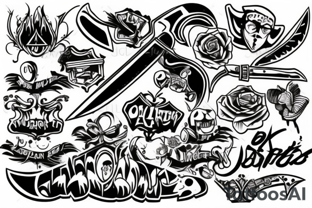 Knife graffiti style tattoo idea