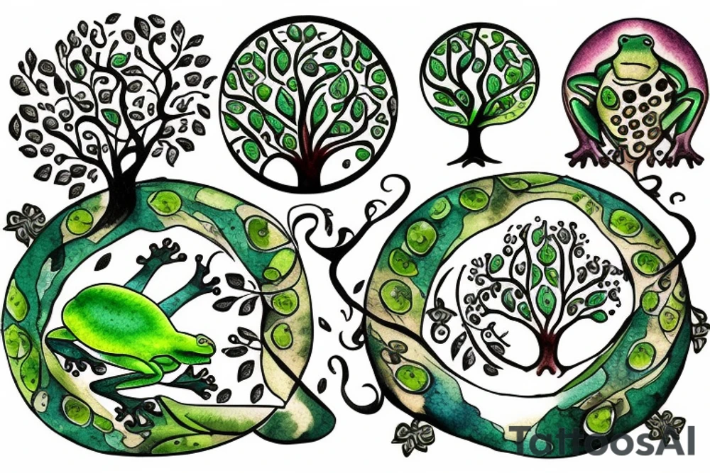 Tree of life with Frog and Dad/daughter tattoo idea