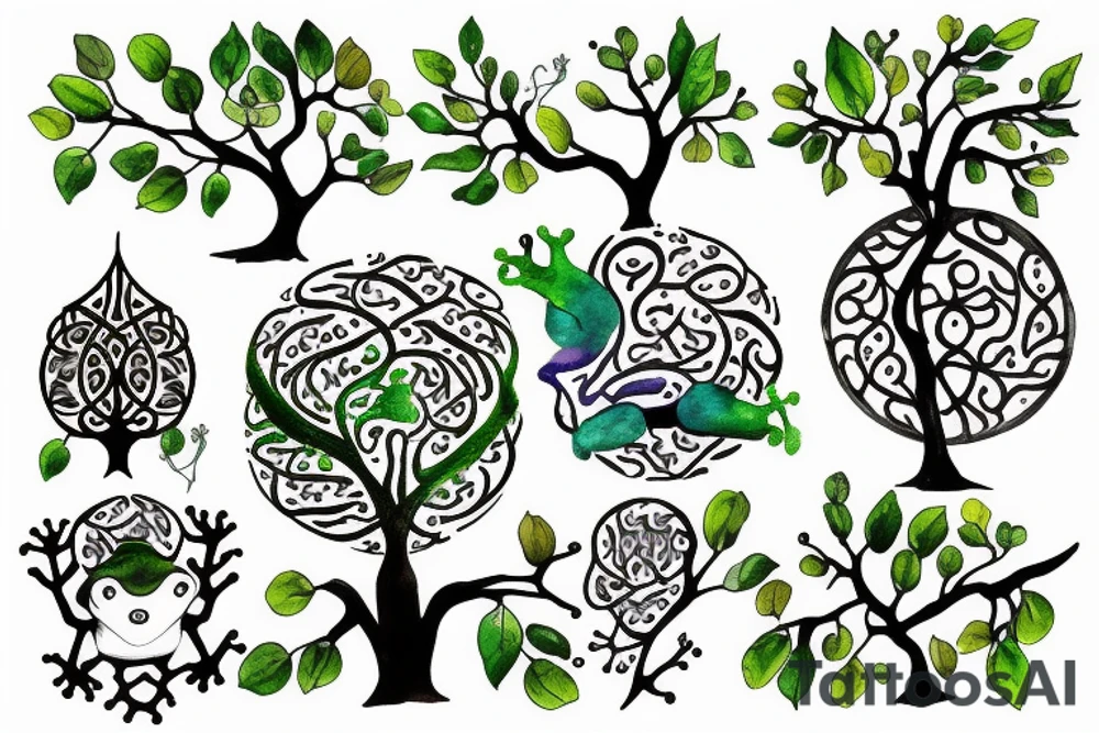 Tree of life with Frog and Dad/daughter tattoo idea