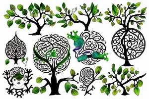 Tree of life with Frog and Dad/daughter tattoo idea