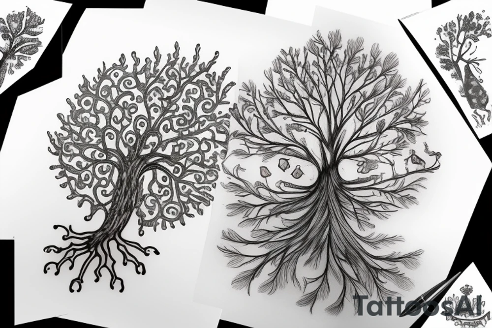 Tree of life with Frog and Dad/daughter tattoo idea