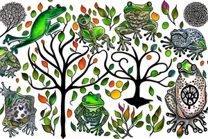 Colorful Tree of life with Frog and Dad/daughter tattoo idea