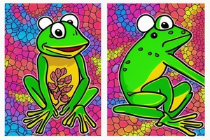 Frog with back ground colorful tree and in memory of Dadsleeve tattoo idea