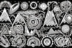 a tribal design that leaves space for a quote.  There should be a mountain, and a sunrise.  It should be bright and colorful tattoo idea