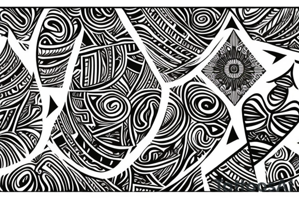 a tribal design that leaves space for a quote.  There should be a mountain, and a sunrise.  It should be bright and colorful tattoo idea
