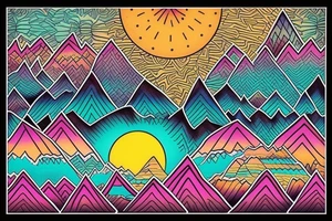 a tribal design that leaves space for a quote.  There should be a mountain, and a sunrise.  It should be bright and colorful tattoo idea