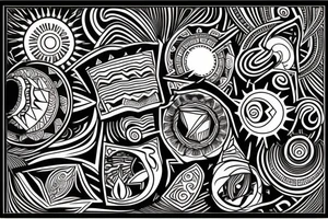 a tribal design that leaves space for a quote.  There should be a mountain, and a sunrise.  It should be bright and colorful tattoo idea