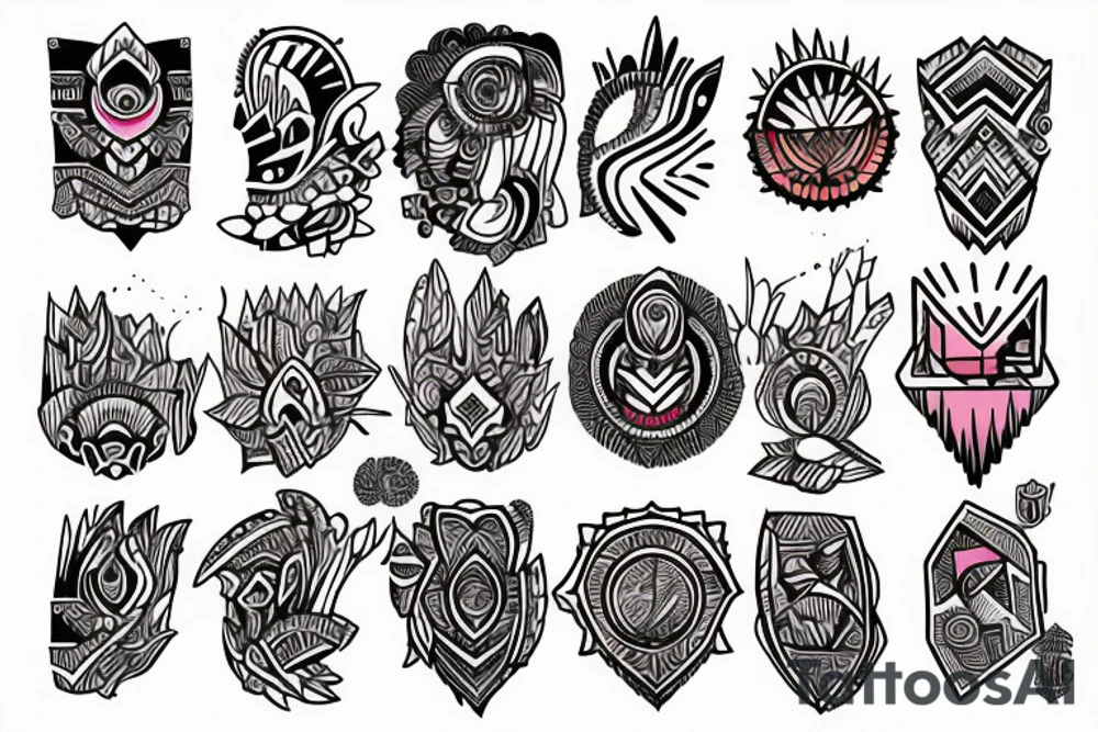 a tribal design that leaves space for a quote.  There should be a mountain, and a sunrise.  It should be bright and colorful tattoo idea