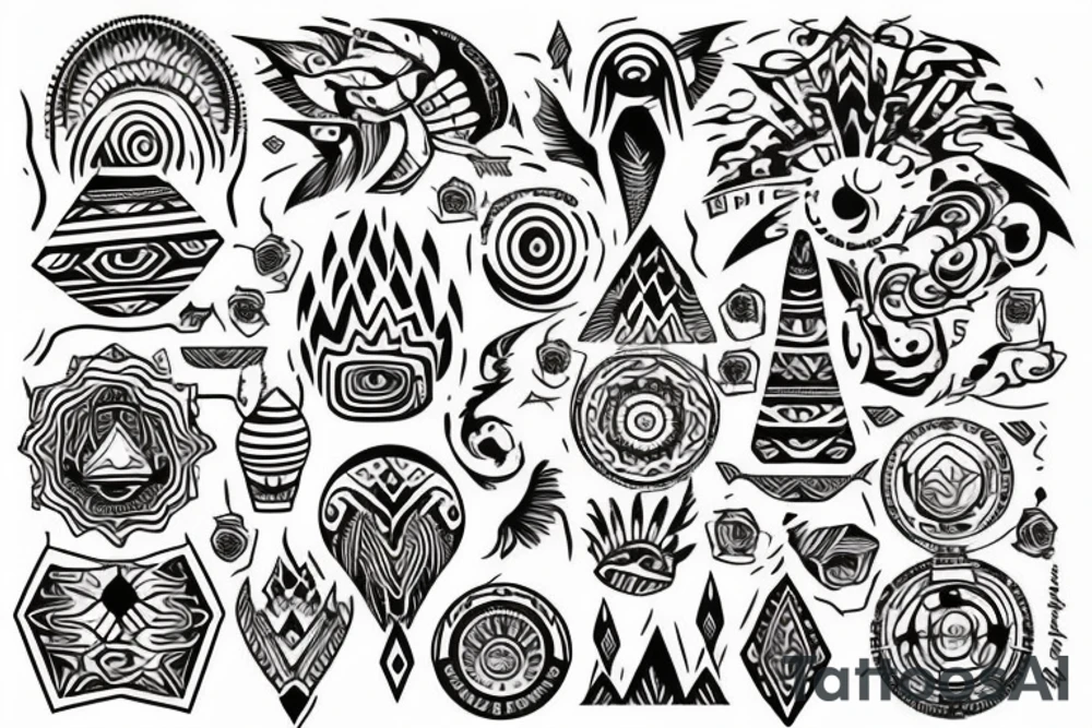 a tribal design that leaves space for a quote.  There should be a mountain, and a sunrise.  It should be bright and colorful tattoo idea