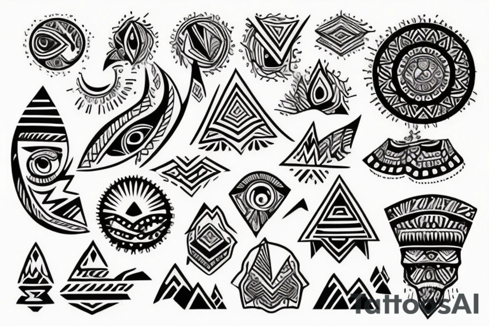 a tribal design that leaves space for a quote.  There should be a mountain, and a sunrise.  It should be bright and colorful tattoo idea