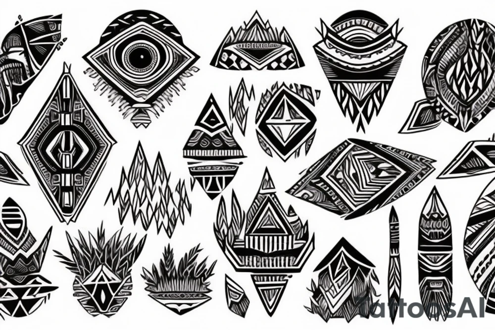 a tribal design that leaves space for a quote.  There should be a mountain, and a sunrise.  It should be bright and colorful tattoo idea