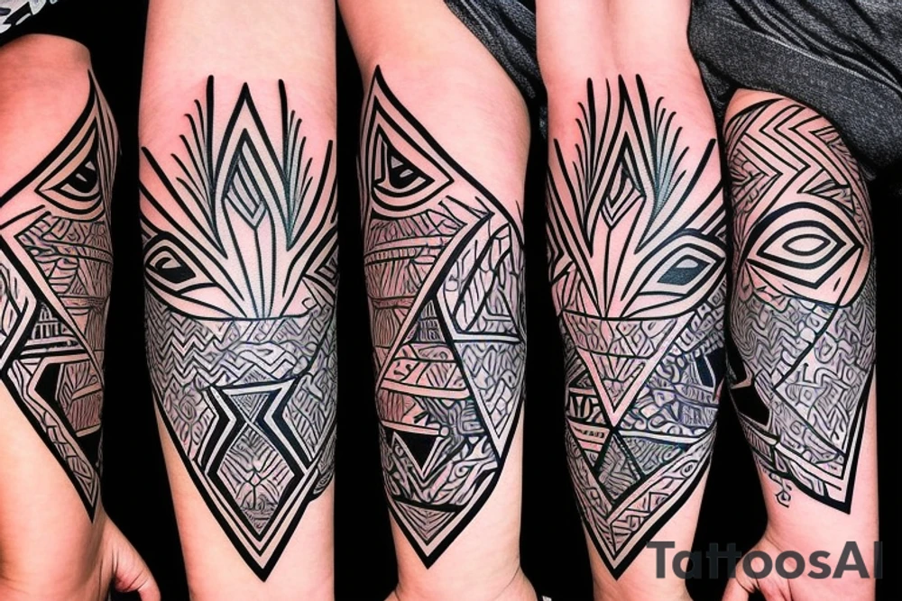 a tribal design that leaves space for a quote.  There should be a mountain, and a sunrise.  It should be bright and colorful tattoo idea