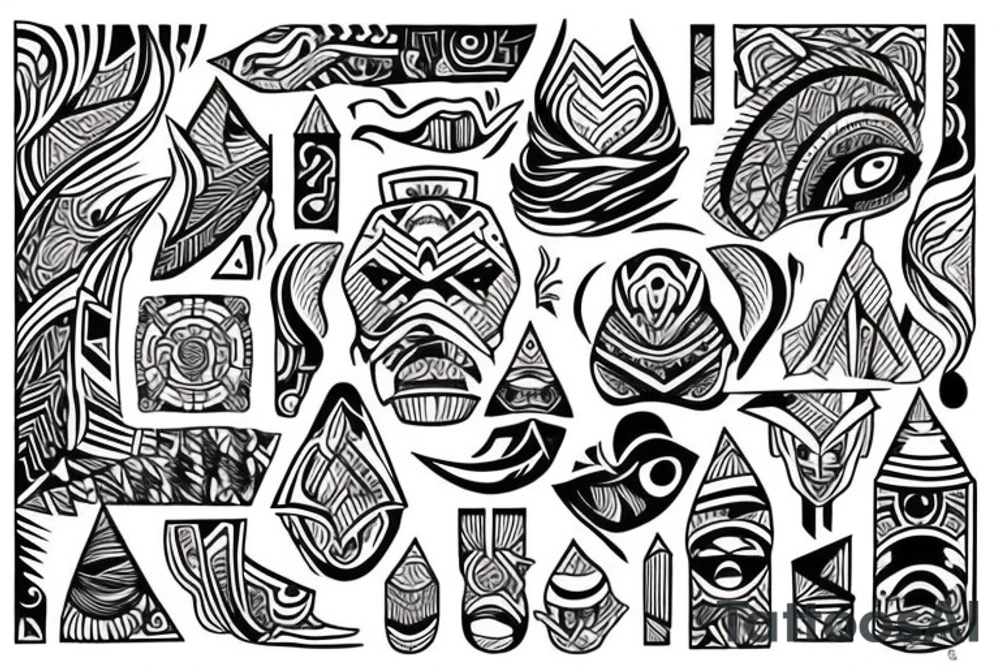 a tribal design that leaves space for a quote.  There should be a mountain, and a sunrise.  It should be bright and colorful tattoo idea