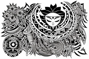 a tribal design that leaves space for a quote.  There should be a sunrise.  It should be bright and colorful tattoo idea
