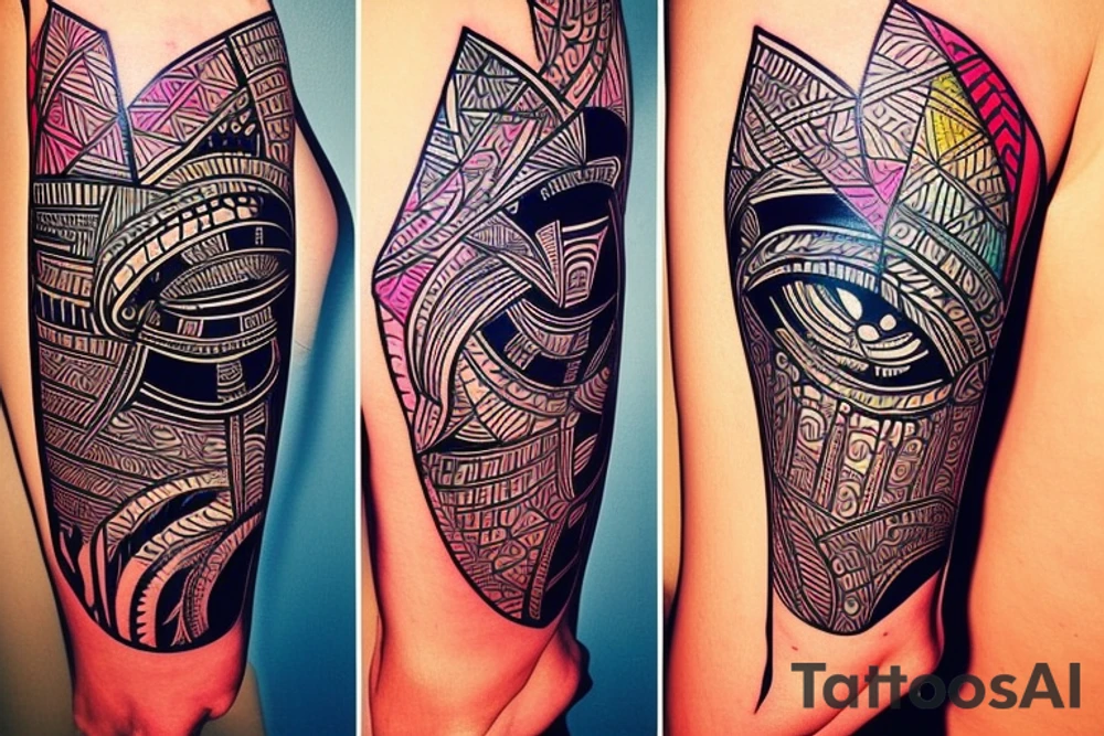 a tribal design that leaves space for a quote.  There should be a sunrise.  It should be bright and colorful tattoo idea