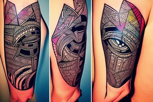 a tribal design that leaves space for a quote.  There should be a sunrise.  It should be bright and colorful tattoo idea