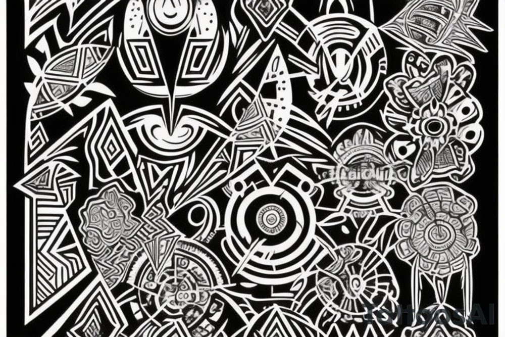 a tribal design that leaves space for a quote.  There should be a sunrise.  It should be bright and colorful tattoo idea