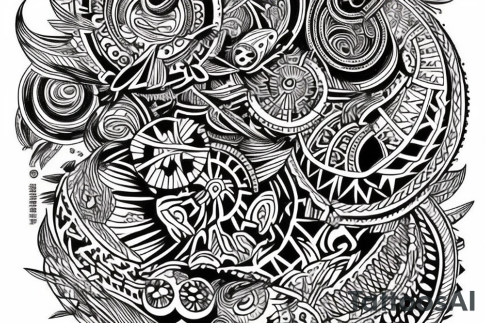 a tribal design that leaves space for a quote.  There should be a sunrise.  It should be bright and colorful tattoo idea