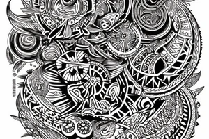a tribal design that leaves space for a quote.  There should be a sunrise.  It should be bright and colorful tattoo idea
