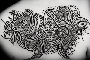 a tribal design that leaves space for a quote.  There should be a sunrise.  It should be bright and colorful tattoo idea