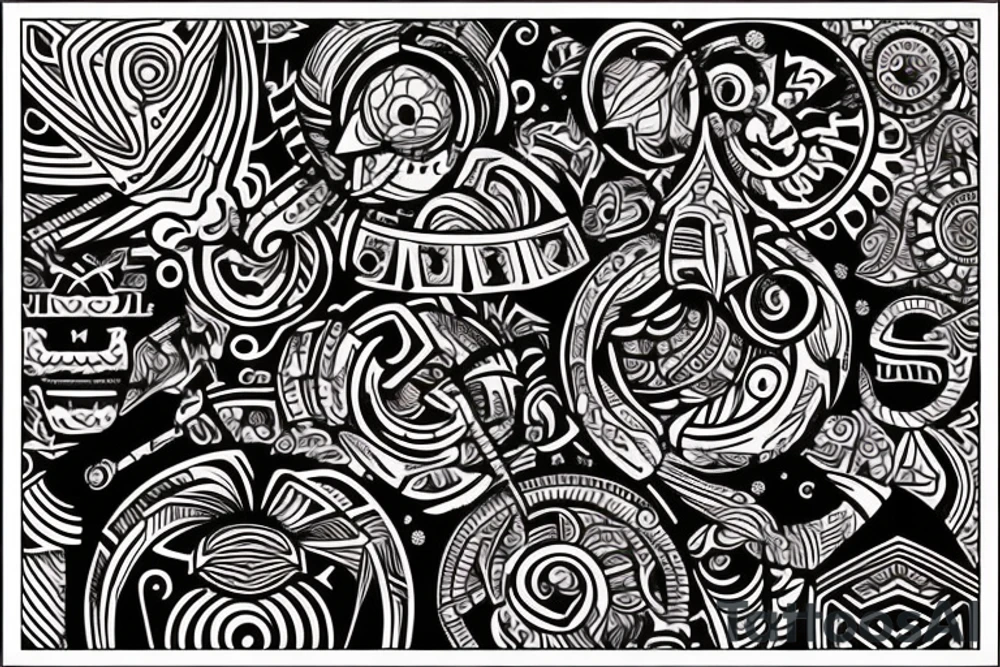 a tribal design that leaves space for a quote.  There should be a sunrise.  It should be bright and colorful tattoo idea