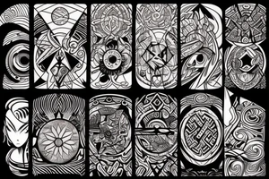 a tribal design that leaves space for a quote.  There should be a sunrise.  It should be bright and colorful tattoo idea