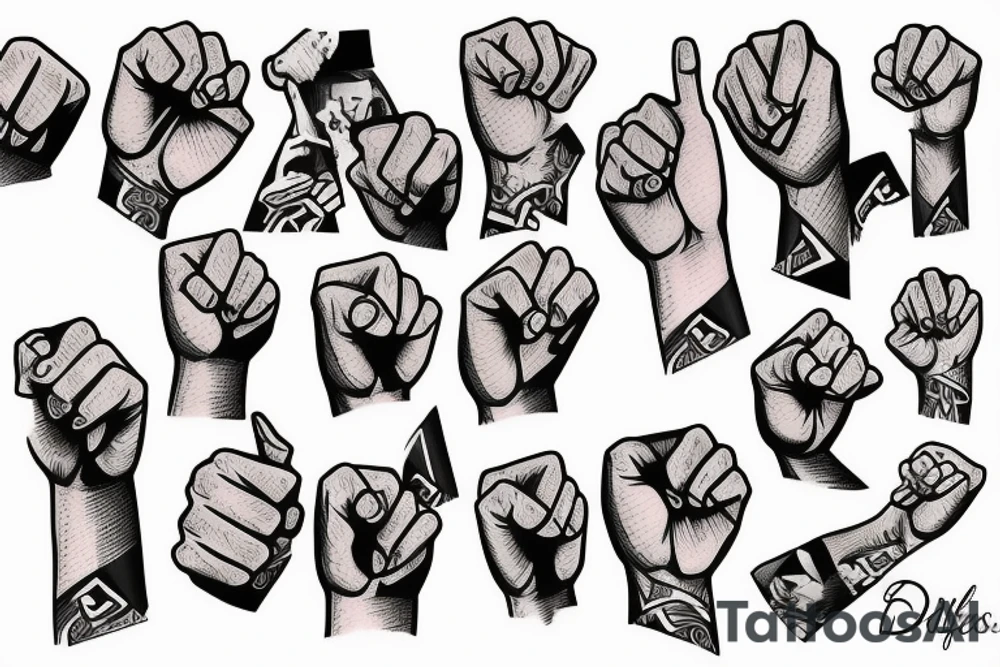 hamilton defiantly pointing a fist to the sky tattoo idea