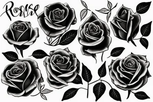 Black rose with leaves tattoo idea