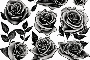 Black rose with leaves tattoo idea